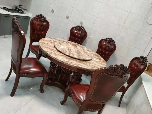 河北衡水枣强县｜欧式雕花真皮沙发组合全屋家具入户实拍