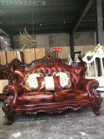 小太阳123沙发古典复古 欧式古典真皮软包实木家具 别墅配套