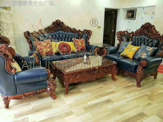 连年有鱼古典色深蓝色