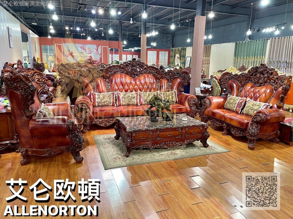 仿古色大叉子124擦色牛皮 欧式古典真皮软包实木床 别墅主卧婚床
