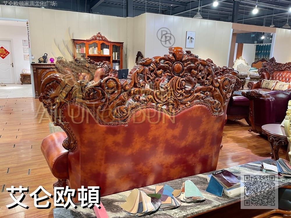 仿古色大叉子124擦色牛皮 欧式古典真皮软包实木床 别墅主卧婚床