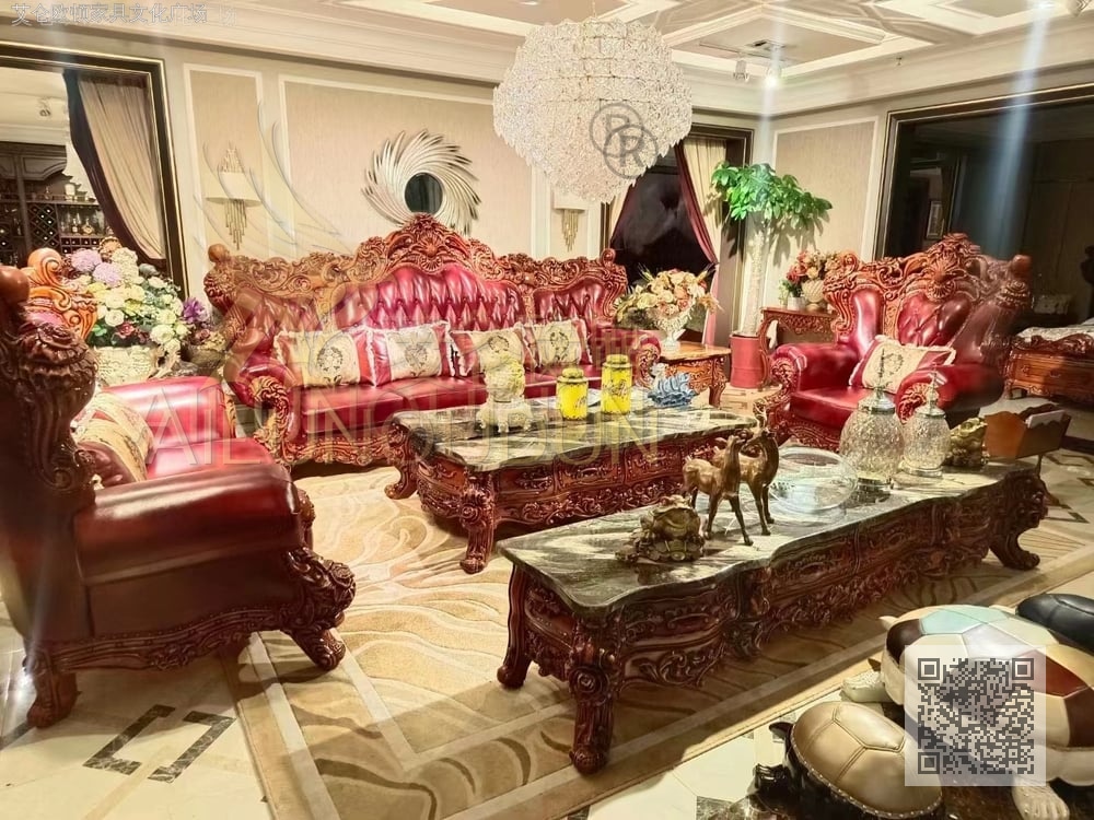 大玫瑰124沙发古典色枣红