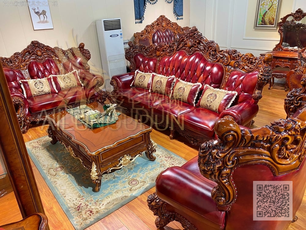 大玫瑰124沙发古典色红色