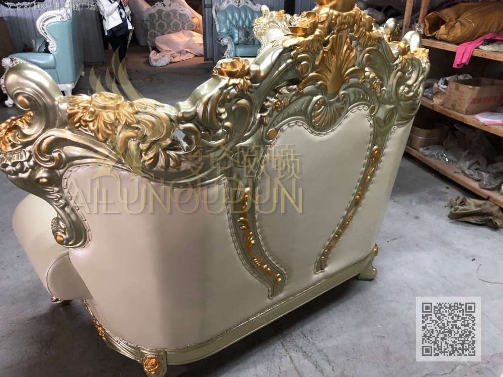 大玫瑰沙发金属漆米白皮2+3