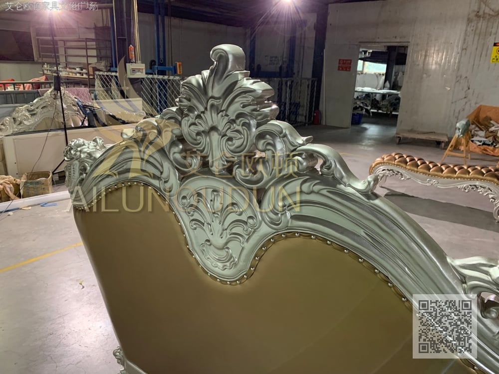 大如意浅香槟香槟皮 欧式古典真皮软包实木家具 别墅配套