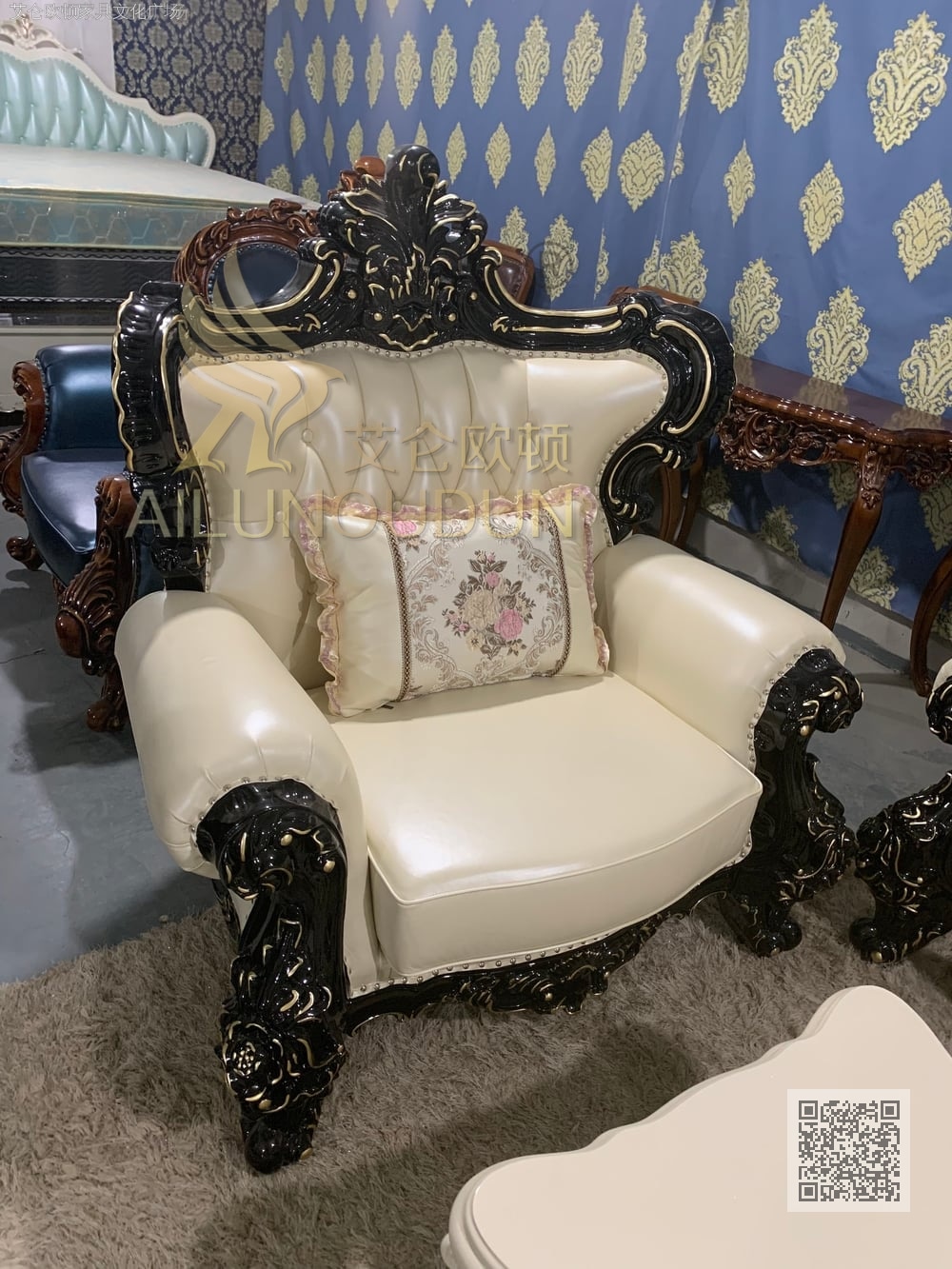 大展宏图黑檀描金米白