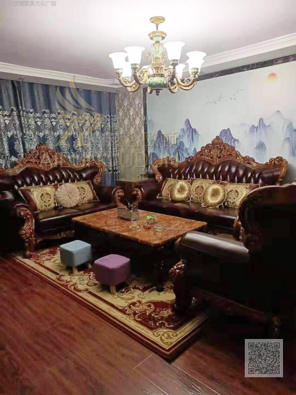 小皇冠123沙发古典色咖
