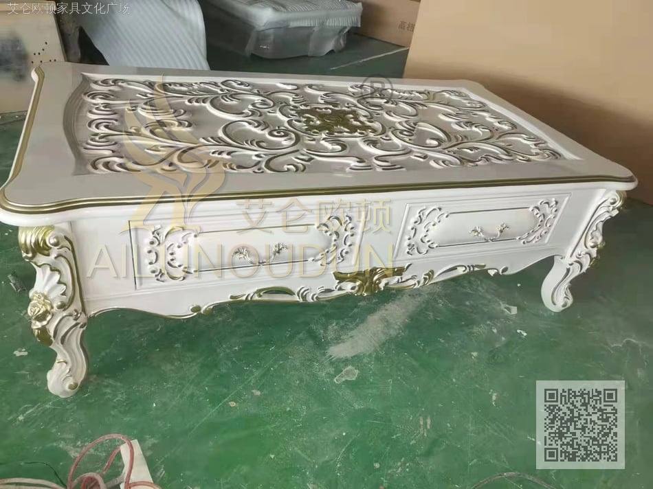 033茶几电视柜浮雕面珠光白描金