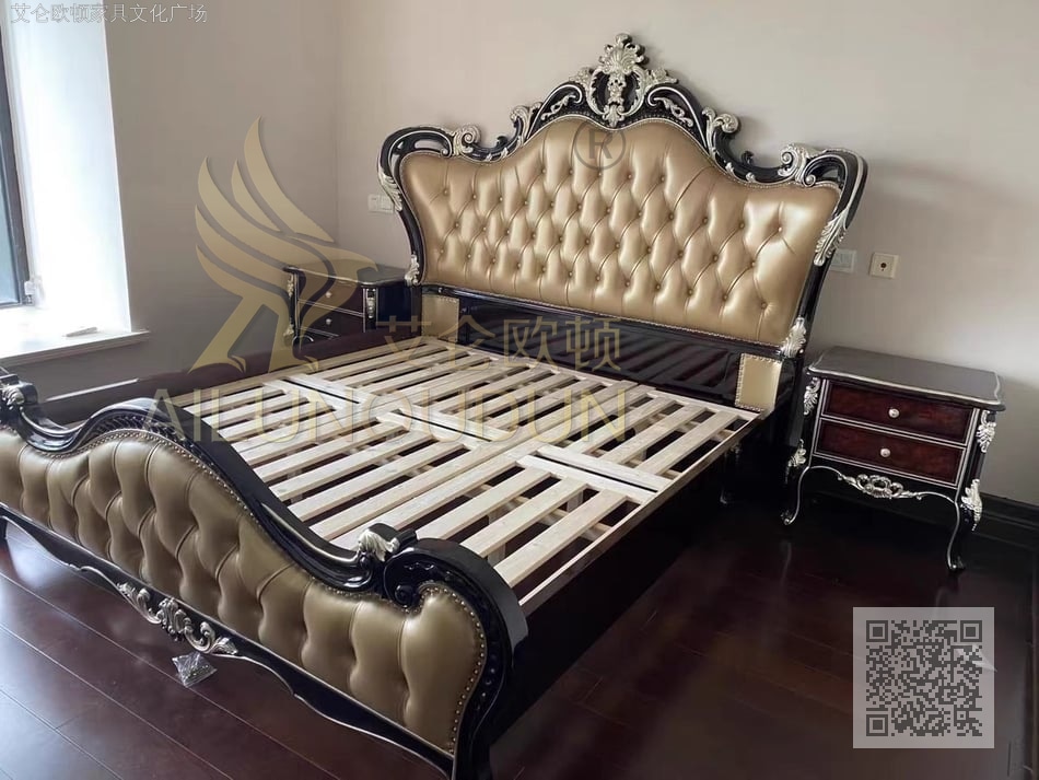 9725黑檀金色太子床