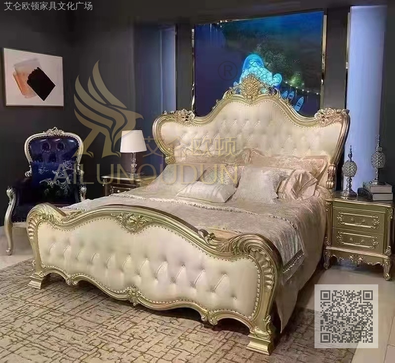 大菠萝香槟色米实木床
