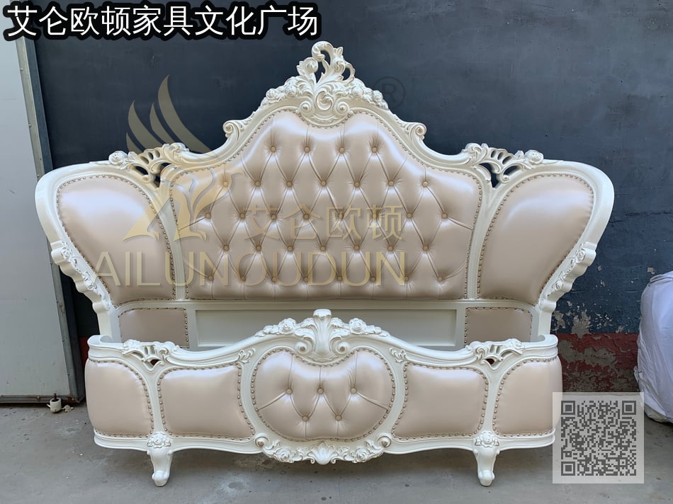 太子床珠光白米粉实木床