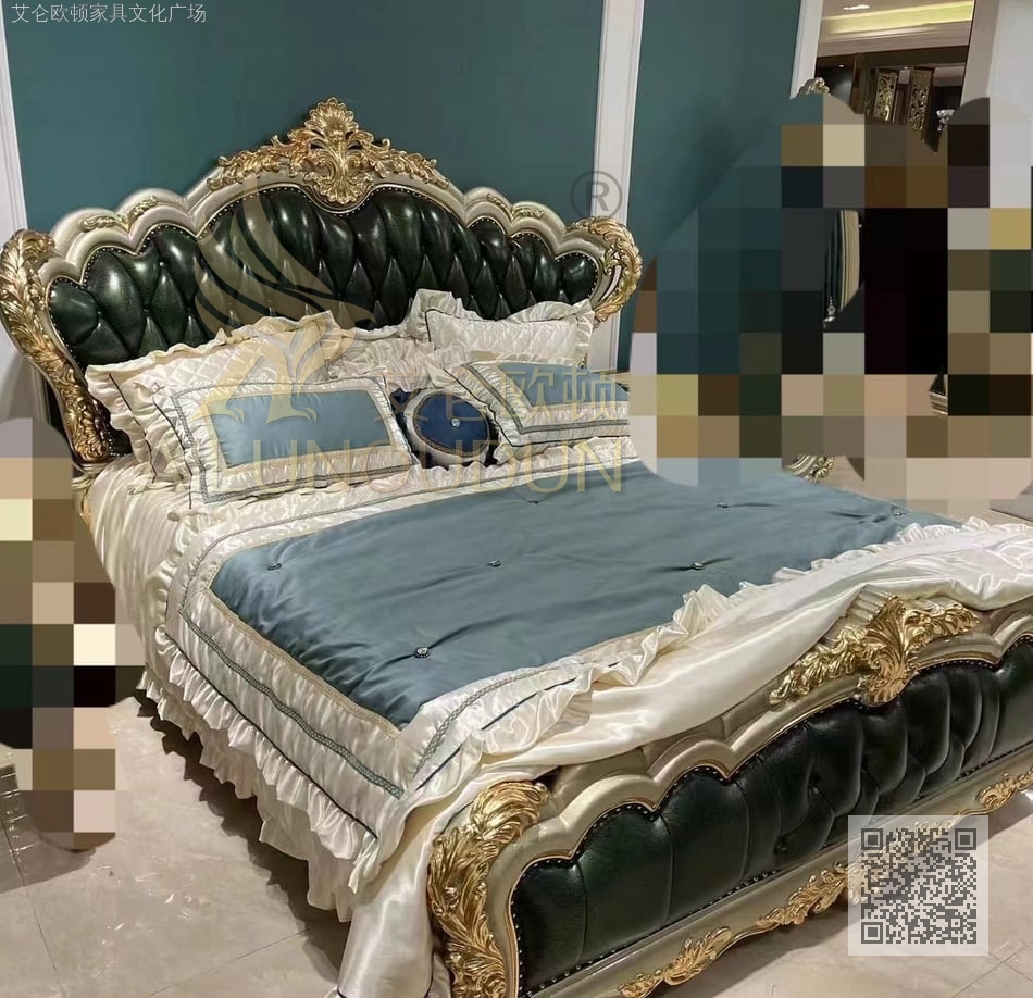 尊皇世家香槟色绿实木床