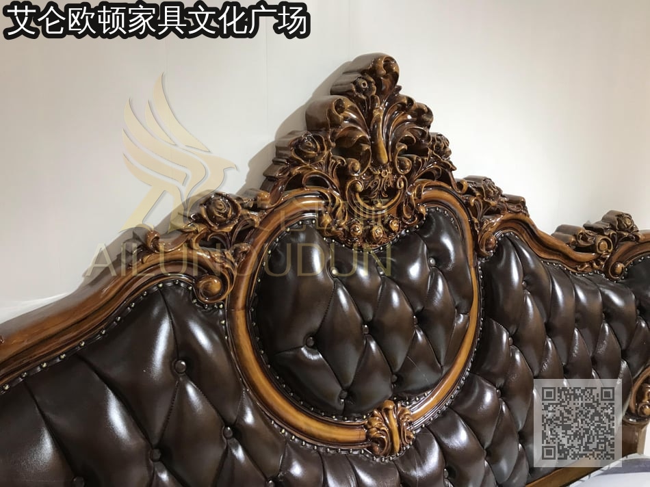 桃心床古典深咖实木床