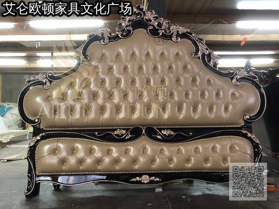火炬黑檀米黄实木床